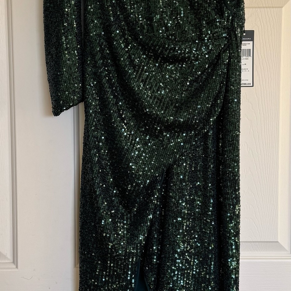 BCBGMaxAzria Dark Green Sequin Long Sleeve Dress